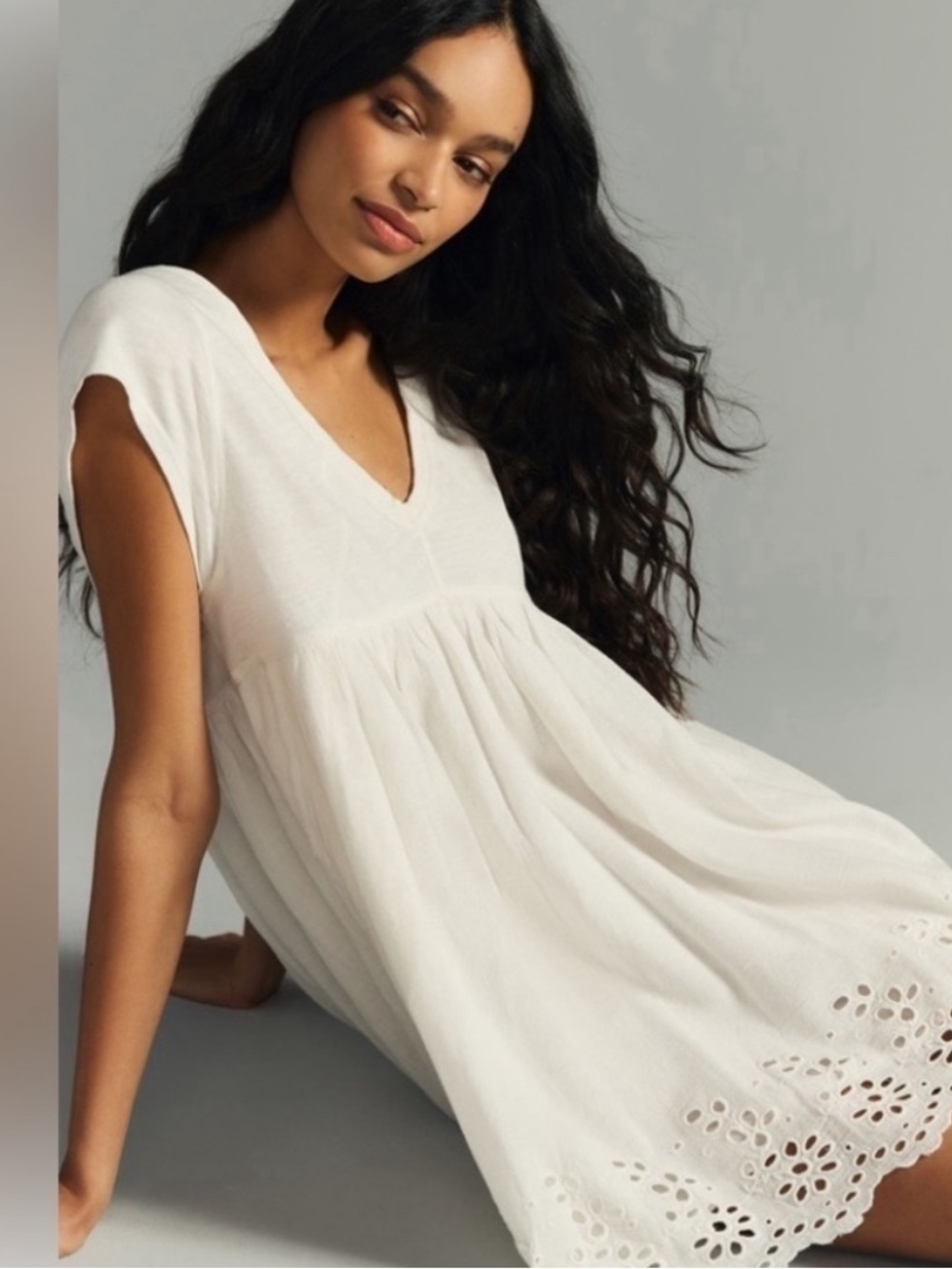 Anthropologie Daily Practice Eyelet Hem Mini Dress Size M - Picture 3 of 15